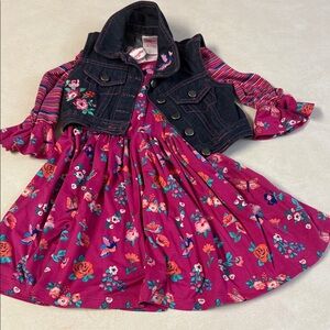 Charming Floral Kids Vest and Dress Set 🐯